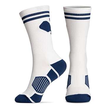 ChalkTalkSPORTS Pickleball Performance Crew Socks - Crossed Paddles - Pickleball Mid-Calf Socks - Adult