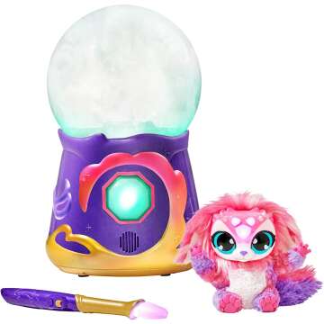 Magic Mixies Magical Misting Crystal Ball with Interactive 8 inch Pink Plush Toy and 80+ Sounds and Reactions