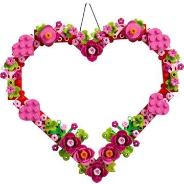 LEGO Heart Ornament Building Toy Kit, Heart Shaped Arrangement of Artificial Flowers, Great Gift for Loved Ones, Unique Arts & Crafts Activity for Kids, Girls and Boys Ages 9 and Up, 40638