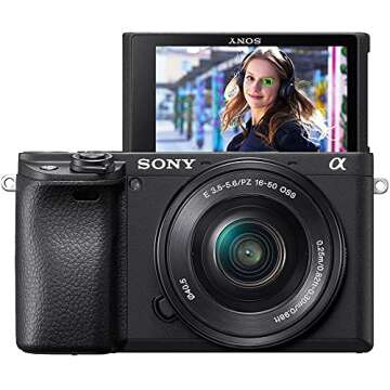 Sony a6400 Mirrorless Camera with 16-50mm Lens with Real-Time Eye Auto Focus, 4K Video (ILCE-6400L/B) + 64GB Memory Card + NP-FW50 Battery + Charger + Case + Flexible Tripod + More (Renewed)