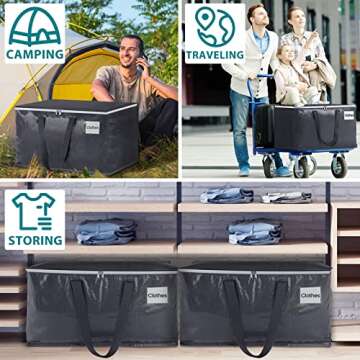 Fabspace Moving Boxes Heavy Duty Moving Bags with Strong Zippers and Handles Collapsible Moving Supplies, Storage Totes for Packing & Moving Storing 93L,8-Pack