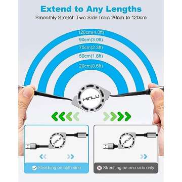 Multi Charging Cable 3A, [2Pack 4ft] Retractable Multi Charging Cord 3 in 1 Fast Charger Cord, Multi Charger Adapter with Lightning/Type C/Micro USB Ports for Cell Phones/iPhone/Samsung/PS/Tablets