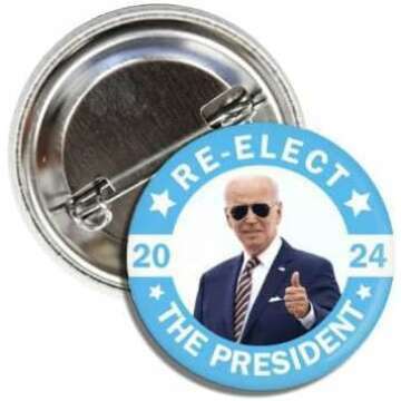 Re-Elect President Joe Biden 2024 Button Badge Pin - Finish the Job!