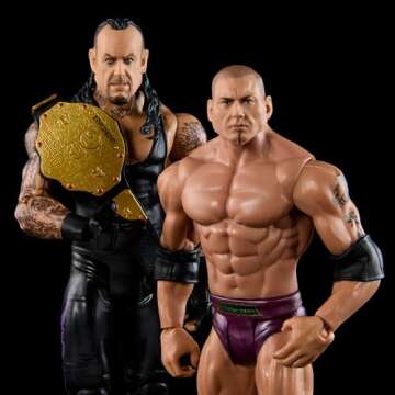 Mattel WWE Undertaker vs Bautista Championship Showdown Action Figure 2-Pack with World Heavyweight Championship, 6-inch