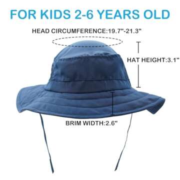 Connectyle Kids UPF 50+ Bucket Sun Hat UV Sun Protection Hats Wide Brim Summer Beach Hat Navy