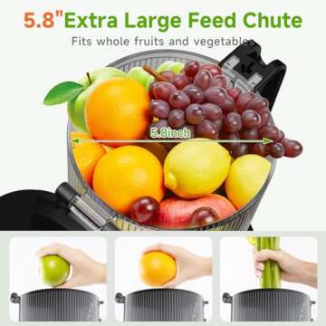 Cold Press Juicer,5.8" Extra Large Feed Chute Fit Whole Fruits & Vegetables,350W Slow Masticating Juicer Machines,Easy to Clea,High Juice Yield