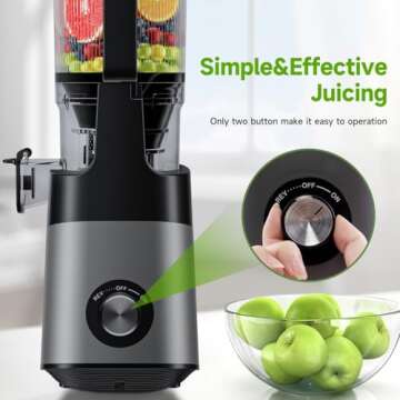 Cold Press Juicer,5.8" Extra Large Feed Chute Fit Whole Fruits & Vegetables,350W Slow Masticating Juicer Machines,Easy to Clea,High Juice Yield