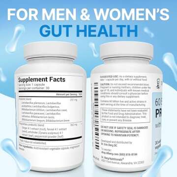 Dr. Berg 60 Billion Probiotic Supplement - Supports Occasional Constipation, Diarrhea, Gas & Bloating* - Pre and Probiotics for Digestive Health - 30 Probiotic Capsules