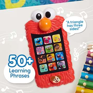 SESAME STREET Learn with Elmo Pretend Play Phone, Learning and Education, Officially Licensed Kids Toys for Ages 2 Up by Just Play