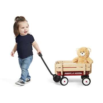 Radio Flyer My 1st Steel & Wood Toy Wagon with Teddy Bear, 19" Long Toy Wagon for Kids 1.5+