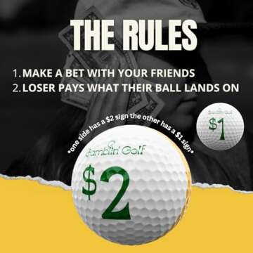 Gamblin' Golf - Roll and Play Gambling Golf Game - Take Your Friends Bankroll - Tournament Performance Soft Response Golf Balls to Spruce Up Your Next Round - Pack of 12 Balls