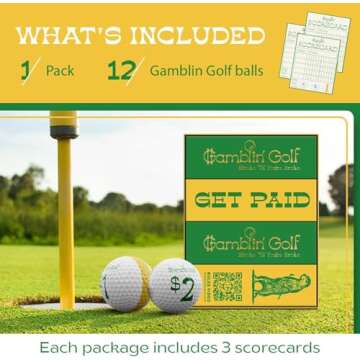 Gamblin' Golf - Roll and Play Gambling Golf Game - Take Your Friends Bankroll - Tournament Performance Soft Response Golf Balls to Spruce Up Your Next Round - Pack of 12 Balls