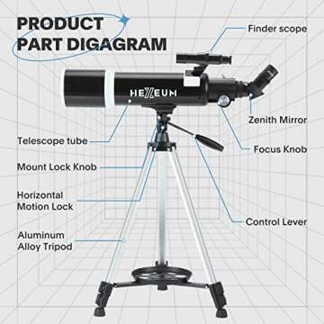 80mm Telescope for Adults & Beginners - Multi-Coated