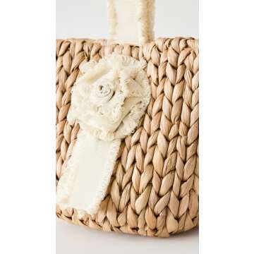 PAMELA MUNSON Women's Petite Isla Bahia Basket Fleur Bag, Ivory, Tan, One Size