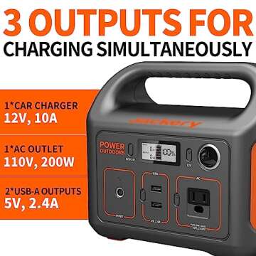 Jackery Portable Power Station Explorer 290, 290Wh Backup Lithium Battery, 110V/200W Pure Sine Wave AC Outlet, Solar Generator (Solar Panel Not Included) for Outdoors Camping Travel(Renewed)