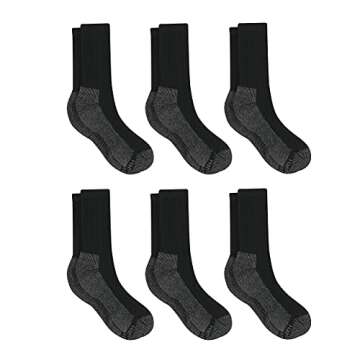 Hanes Crew Socks 6-Pair Pack in Black for Men