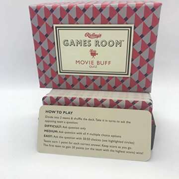 Ridley's Game Room Card Games 3-Pack- Movie Buff, Brain Teasers, Pop Music - Great for Game Night, Families, Road Trips