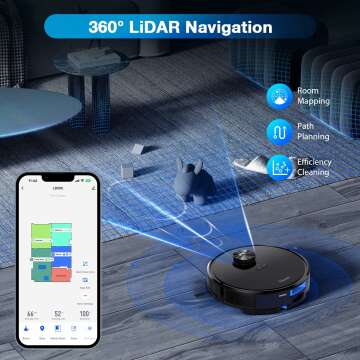 Tikom Robot Vacuum and Mop Combo with LiDAR Navigation, L9000 Robotic Vacuum Cleaner with 4000Pa Suction,150Min Max, 14 No-Go Zones, Smart Mapping, Good for Pet Hair, Carpet, Hard Floor