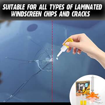 WD-40 Windshield Repair Kit, Windshield Crack Repair Kit, Upgraded Windshield Repair Kit for Chips and Cracks, Windshield Chip Repair Kit Quick Fix for Chips, Cracks, StarShaped Crack Chips