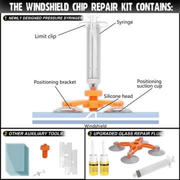 WD-40 Windshield Repair Kit, Windshield Crack Repair Kit, Upgraded Windshield Repair Kit for Chips and Cracks, Windshield Chip Repair Kit Quick Fix for Chips, Cracks, StarShaped Crack Chips