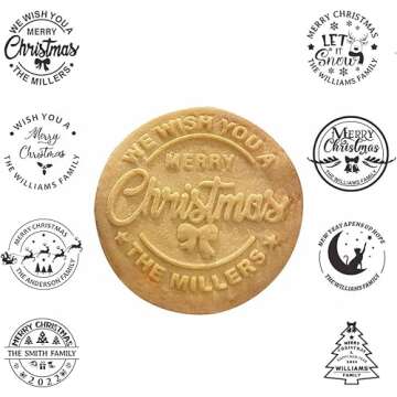 2024 Christmas Cookie Stamp Personalized Family Merry Christmas Cookie Stamp Unique 3D raised design Fun tool for baking art Perfect for Christmas gifts (A-Merry Christmas Bow)