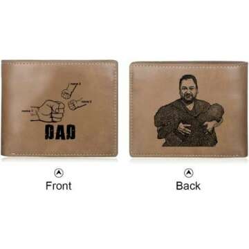 Jewelstruck Wallet for Men Custom Wallets for Men Personalized Photo Wallet Engraved Picture Initials Fathers Day Customized Gifts for Dad Husband Boyfriend Son