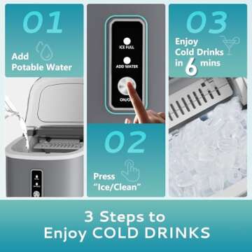 22 lbs/24H Countertop Ice Maker Machine, 9 Bullet-Shaped Ice in 6 Min, Auto-Cleaning