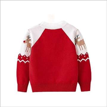 Boy Girl Christmas Elk Sweater Pullover Crewneck - 5T Offer