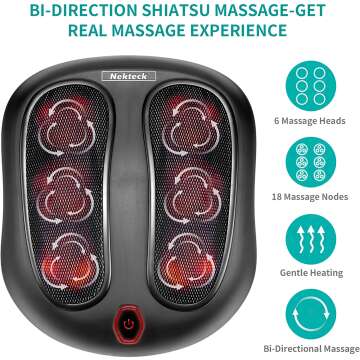 Nekteck Heated Shiatsu Foot Massager for Pain Relief