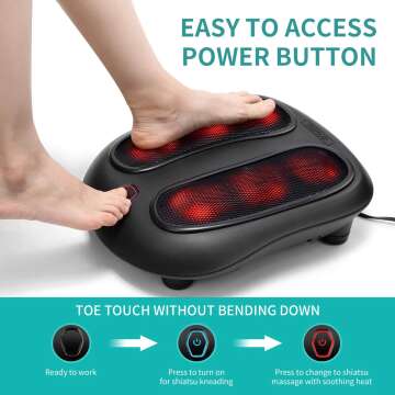 Nekteck Heated Shiatsu Foot Massager for Pain Relief