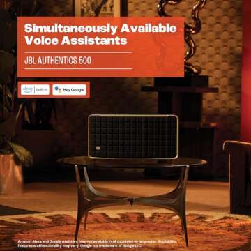 JBL Authentics 500 - Retro Style Home Speaker with Bluetooth, Voice Control, and Dolby Atmos, Multi Room Playback, Built in Alexa and Google Assistant, Automatic self Tuning (Renewed)