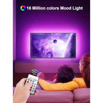 GIPOYENT 13.1Ft LED Lights for TV - Customizable Color & Sync Options