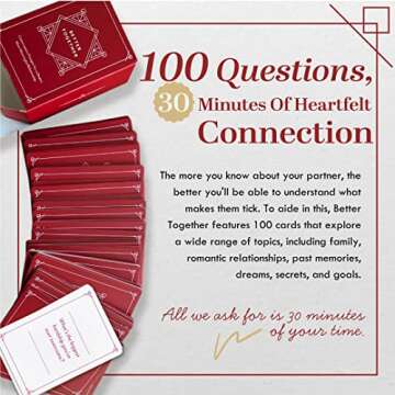 BETTER TOGETHER Honest Conversation Starter Couple Games - 100 Romantic & Deep Couple Questions Card Games - Relationship Cards for Couples Date Night Game Ideas Stocking Stuffer Ideas for Him Her