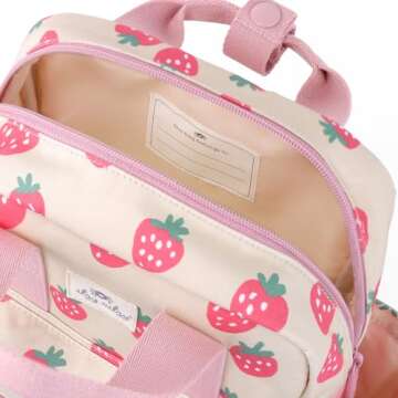 Itzy Ritzy Toddler Backpack - Daycare Bag - Features Adjustable Shoulder Straps , Strawberry Backpack