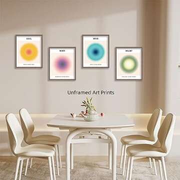 Double Devil's Colorful Gradient Aura Poster Sets for Room Aesthetic Inspirational Wall Art Poster Abstract Minimalist Y2K Room Style Room Wall Decor for Bedroom Office|Pack of 4, Unframed 8x10