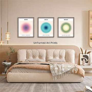 Double Devil's Colorful Gradient Aura Poster Sets for Room Aesthetic Inspirational Wall Art Poster Abstract Minimalist Y2K Room Style Room Wall Decor for Bedroom Office|Pack of 4, Unframed 8x10