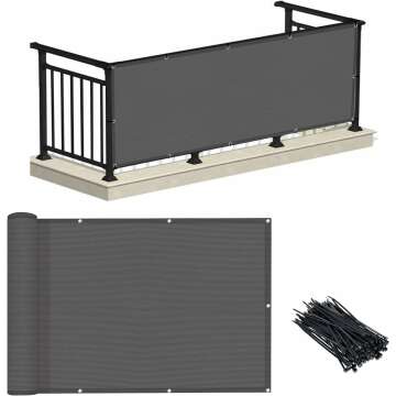 LOVE STORY 3'x10' Charcoal Balcony Privacy Screen Fence Cover - Stylish & Durable