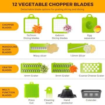 Vegetable Chopper,13 in 1 Multifunctional Food Chopper,Pro Onion Chopper with 7 Blades,Veggie Chopper with Container,Chopper Vegetable Cutter for Salad Potato Carrot Garlic,Kitchen Essential