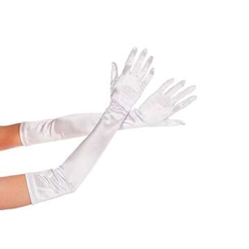 Elegant Satin White 22'' Gloves for 1920s Events