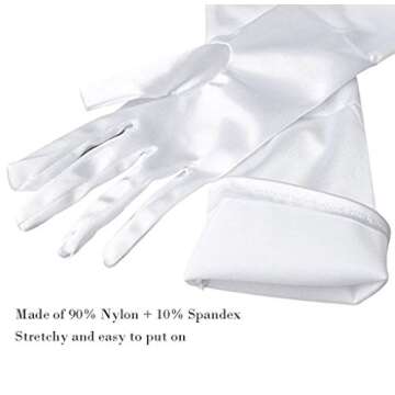 Elegant Satin White 22'' Gloves for 1920s Events