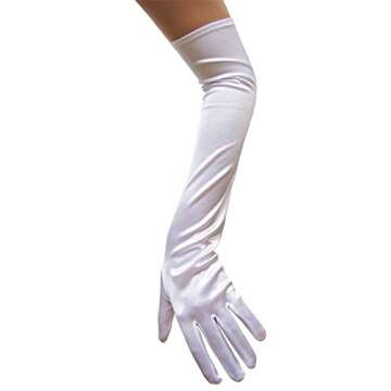 Elegant Satin White 22'' Gloves for 1920s Events