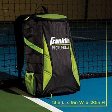 Franklin Sports Pickleball Bags - Premium Backpack for Men + Women - Bag for Accessories + Gear - Pickleball Sport Equipment Bag - Black