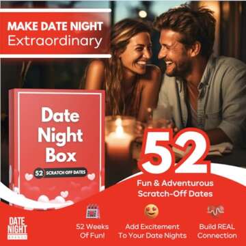 Date Night Box: 52 Fun & Adventurous Scratch-Off Date Night Ideas for Couples - Card Game for Husband, Wife, Boyfriend, Girlfriend - Romantic Gift for Birthday, Anniversary, Wedding