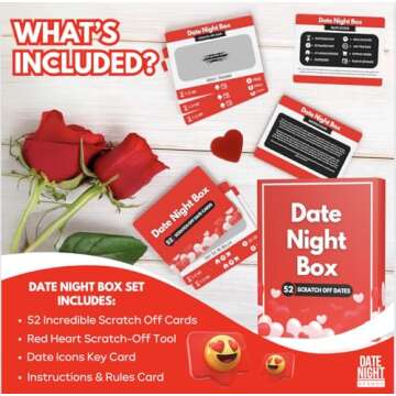 Date Night Box: 52 Fun & Adventurous Scratch-Off Date Night Ideas for Couples - Card Game for Husband, Wife, Boyfriend, Girlfriend - Romantic Gift for Birthday, Anniversary, Wedding