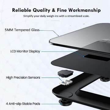 NUTRI FIT Digital Bathroom Scale for Body Weight, Bath Scale for Accurate Weight Watching with Large LCD Display, Most Accurate for The Elderly Safe Home Use, 330 lbs