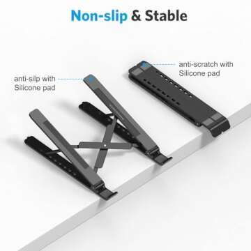 Portable Laptop Stand, OMOTON Laptop Stand for Desk Ergonomic 7-Levels Angles Adjustable Computer Stand, ABS Laptop Riser Holder Compatible with All Laptops and iPad(10-15.6")