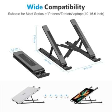 Portable Laptop Stand, OMOTON Laptop Stand for Desk Ergonomic 7-Levels Angles Adjustable Computer Stand, ABS Laptop Riser Holder Compatible with All Laptops and iPad(10-15.6")