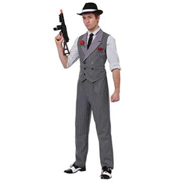 Men's Ruthless Gangster Costume Adult 1920s Mobster Costume - L Gray