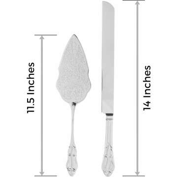 Elegant Silver Cake Knife & Server Set for Celebrations