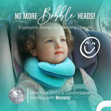 BCOZZY Kids Travel Pillow for Car & Airplane Comfort